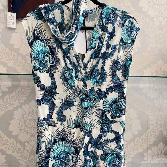 JUST CAVALLI Shell Print Stretchy, Sleeveless Top